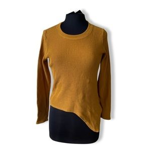 Madewell Texture & Thread Mustard Ribbed Crewneck Long Sleeve S